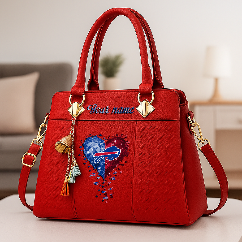LIMITED EDITION - NEW CUSTOMIZED NFL03 BFB BUFFALO BILLS ZIP HANDBAG MULTICOLOR
