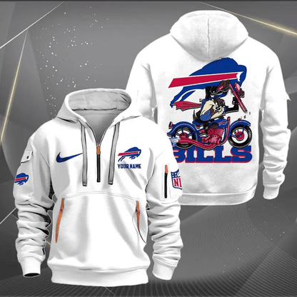 [SPECIAL OFFER] NEW CUSTOMIZED NFL03 BFB BUFFALO BILLS MUTICOLOR QUARTER ZIP HOODIE