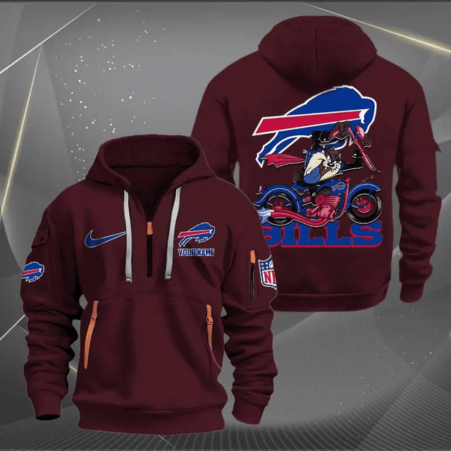 [SPECIAL OFFER] NEW CUSTOMIZED NFL03 BFB BUFFALO BILLS MUTICOLOR QUARTER ZIP HOODIE
