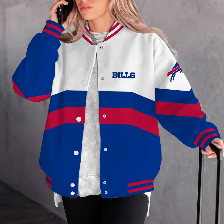 [SPECIAL OFFER] NEW CUSTOMIZED NFL03 BFB BUFFALO BILLS SATIN VARSITY & BASEBALL JACKET