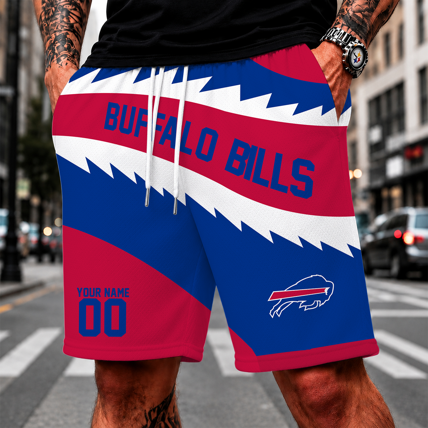 [SPECIAL OFFER] NEW CUSTOMIZED NFL03 BFB BUFFALO BILLS SHORT PANTS
