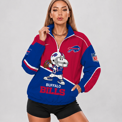[SPECIAL OFFER] NEW CUSTOMIZED NFL03 BFB BUFFALO BILLS V-NECK ZIPPER SWEATSHIRT JACKET