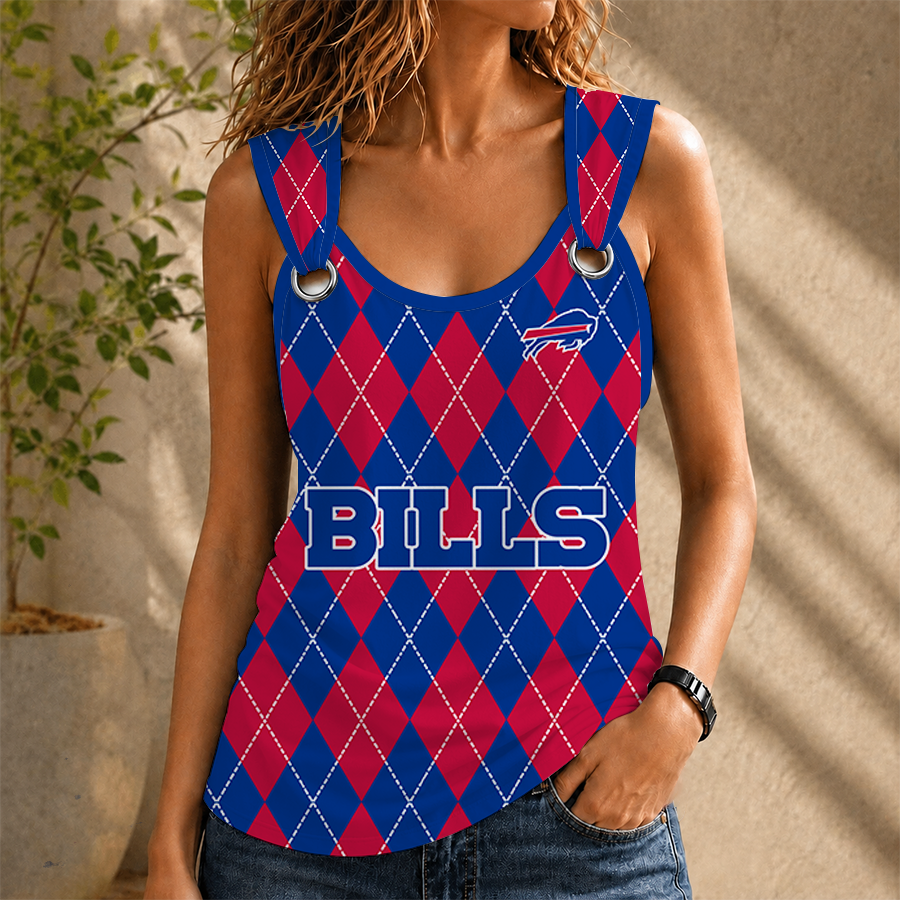 [SPECIAL OFFER] NEW CUSTOMIZED NFL03 BFB BUFFALO BILLS O-RING SHOULDER TANK TOP