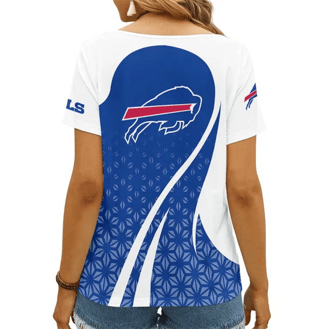 LIMITED EDITION - NEW CUSTOMIZED NFL03 BFB BUFFALO BILLS V-NECK FEMALE SHIRT