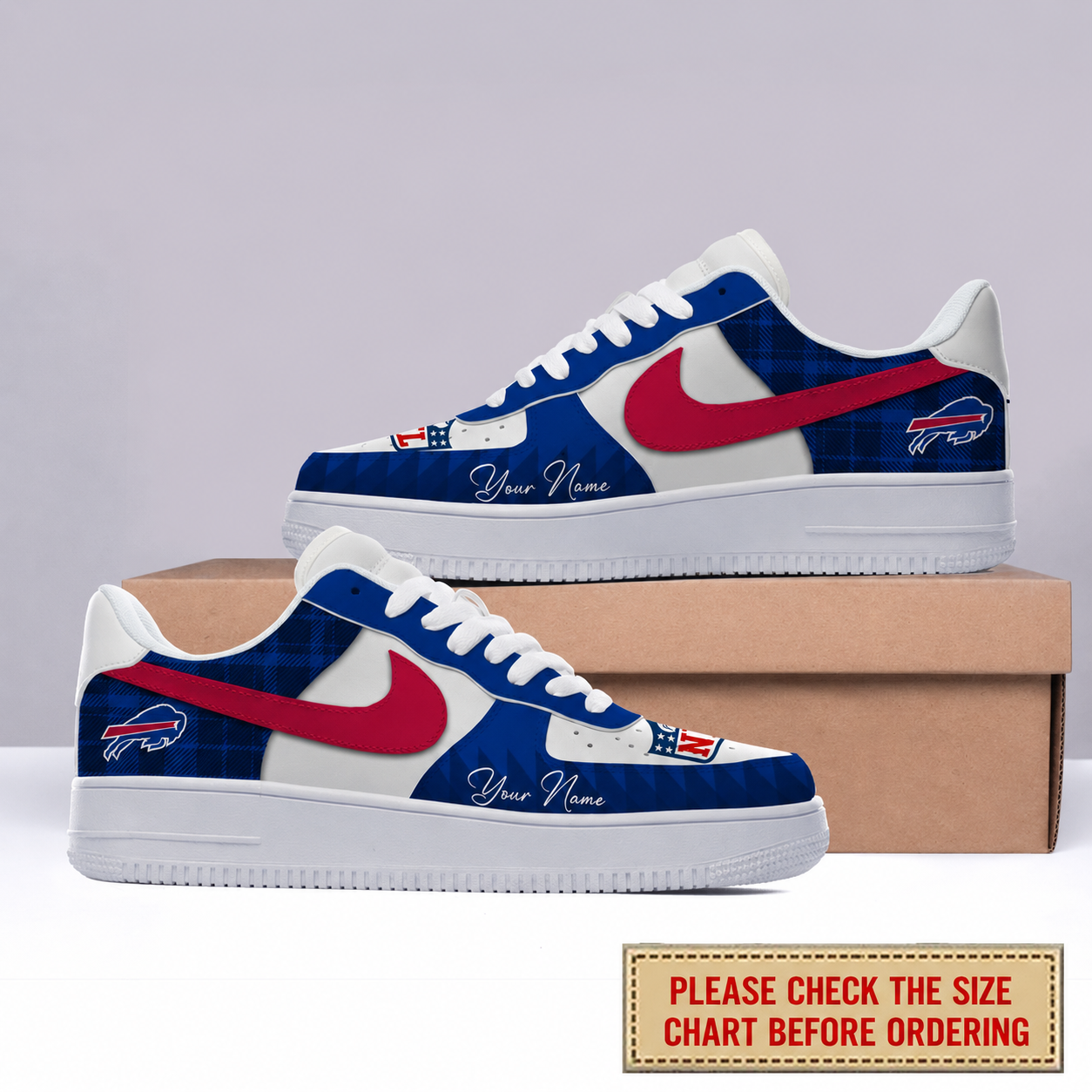 LIMITED EDITION - NEW CUSTOMIZED NFL03 BFB BUFFALO BILLS AF1 SHOES