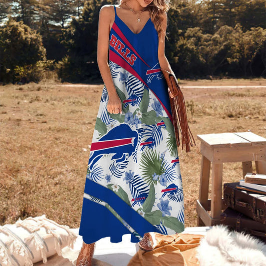 LIMITED RUN - NEW CUSTOMED NFL03 BFB BF BILLS HAWAIIAN LONG DRESS