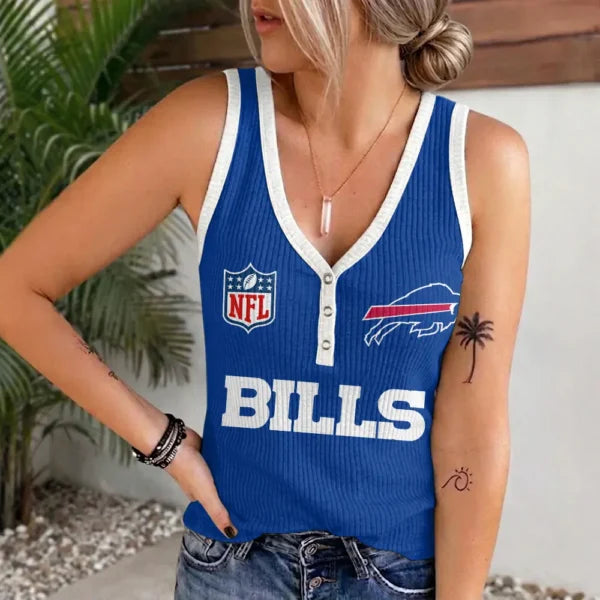 [SPECIAL OFFER] NEW CUSTOMIZED NFL03 BFB BUFFALO BILLS WOMEN'S V-NECK TANK TOP