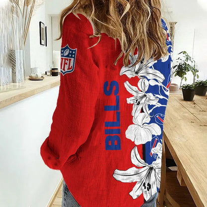 [SPECIAL OFFER] NEW CUSTOMIZED NFL03 BFB BUFFALO BILLS WOMEN CASUAL SHIRT FOR FAN