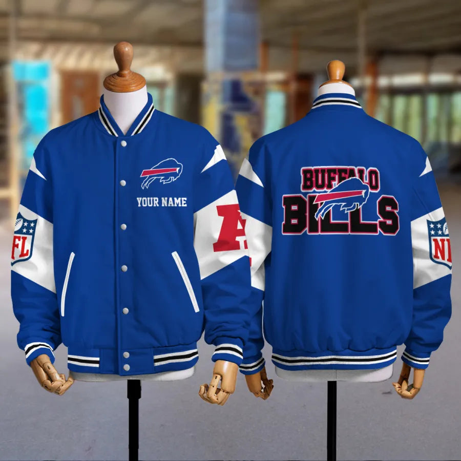 [HOT DEAL] NEW CUSTOMIZED NFL03 BFB BUFFALO BILLS SATIN VARSITY & BASEBALL JACKET