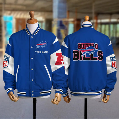[HOT DEAL] NEW CUSTOMIZED NFL03 BFB BUFFALO BILLS SATIN VARSITY & BASEBALL JACKET