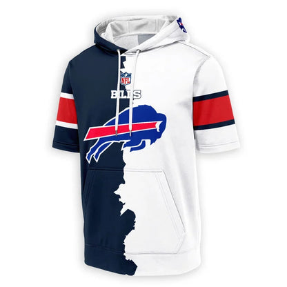 LIMITED EDITION - NEW CUSTOMIZED NFL03 BFB BUFFALO BILLS SHORT SLEEVE HOODIE T-SHIRT