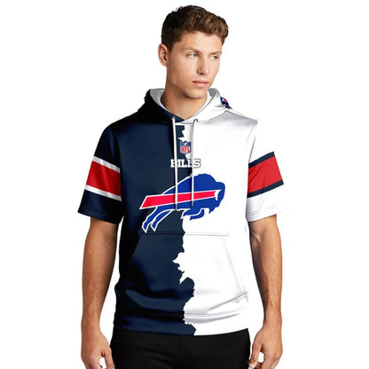 LIMITED EDITION - NEW CUSTOMIZED NFL03 BFB BUFFALO BILLS SHORT SLEEVE HOODIE T-SHIRT
