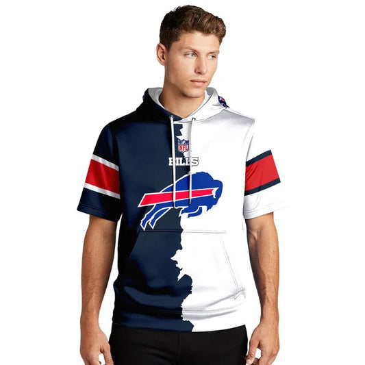 LIMITED EDITION - NEW CUSTOMIZED NFL03 BFB BUFFALO BILLS SHORT SLEEVE HOODIE T-SHIRT