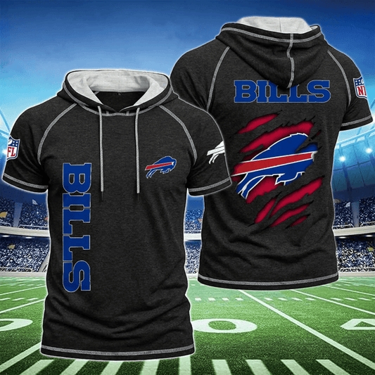 [SPECIAL OFFER] NEW CUSTOMIZED NFL03 BFB BUFFALO BILLS SHORT SLEEVE HOODIE