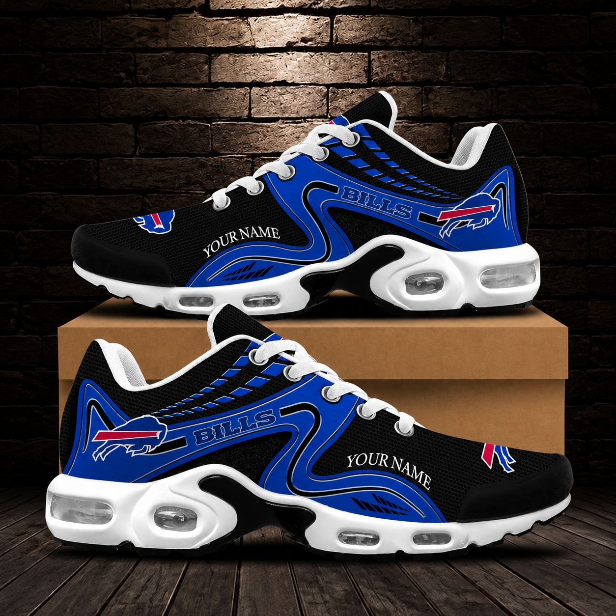 LIMITED EDITION - NEW CUSTOMIZED NFL03 BFB BUFFALO BILLS AIR MAX PLUS SNEAKERS