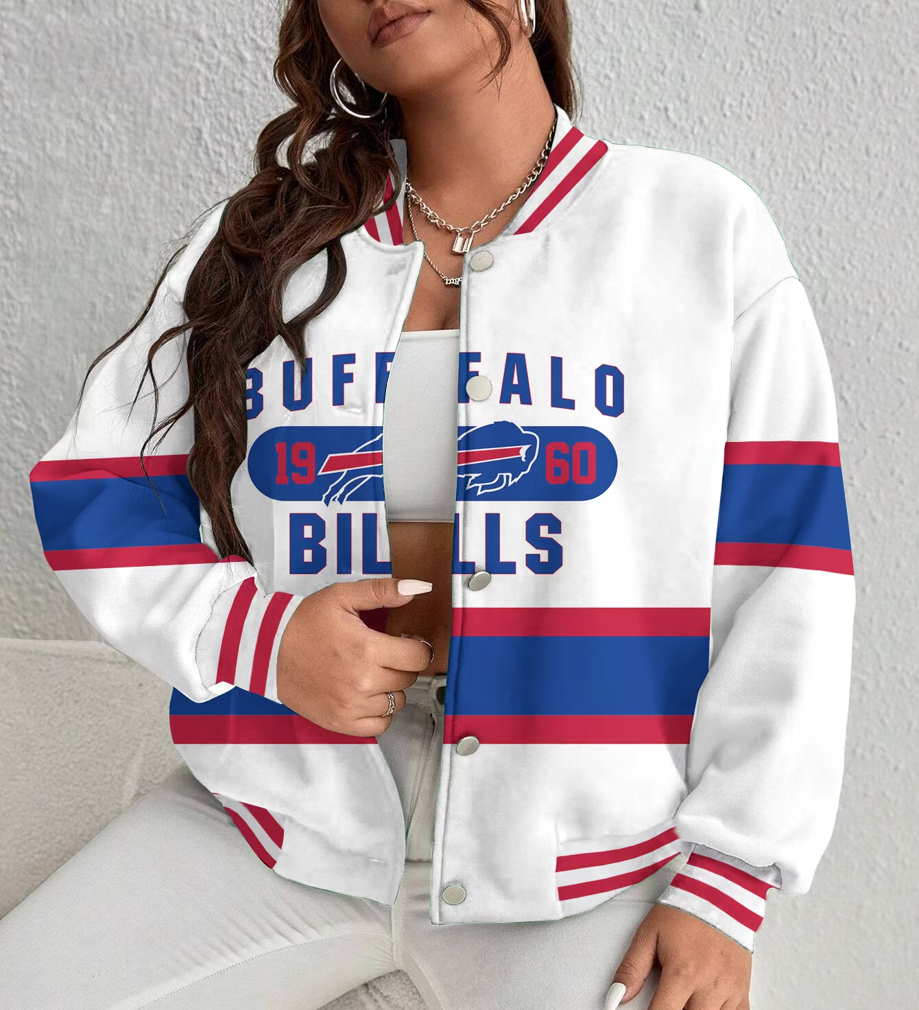 LIMITED EDITION - NEW CUSTOMIZED NFL03 BFB BUFFALO BILLS SATIN VARSITY & BASEBALL JACKET