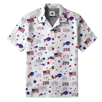 LIMITED EDITION - NEW CUSTOMIZED NFL03 BFB BUFFALO BILLS PATRIOTIC 250 USA HAWAIIAN SHIRT