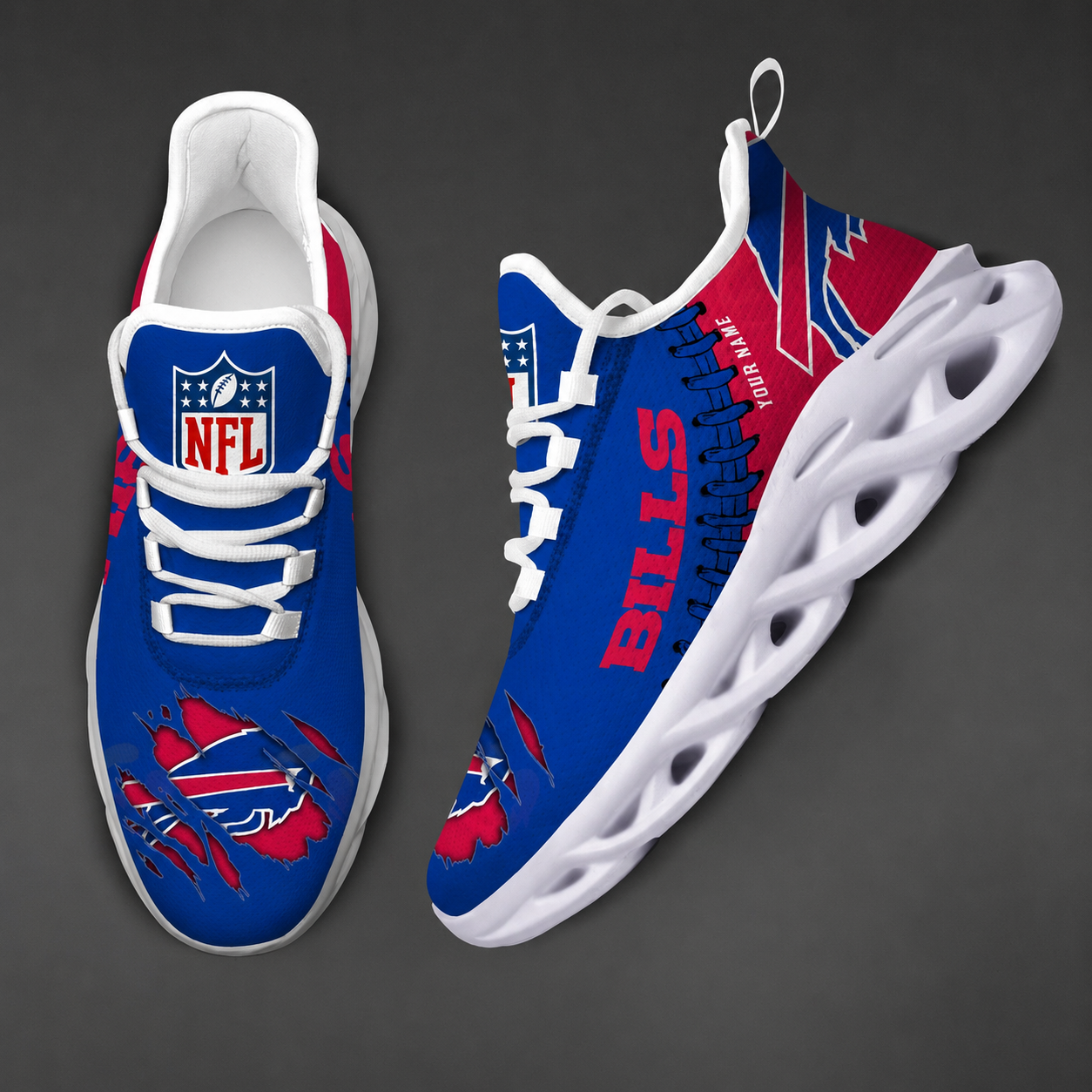 LIMITED EDITION - NEW CUSTOMIZED NFL03 BFB BUFFALO BILLS UNISEX MAX SOUL SHOES