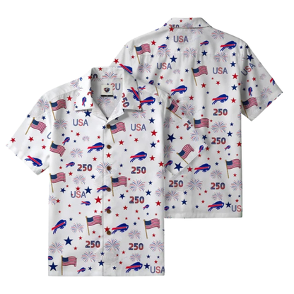 LIMITED EDITION - NEW CUSTOMIZED NFL03 BFB BUFFALO BILLS PATRIOTIC 250 USA HAWAIIAN SHIRT