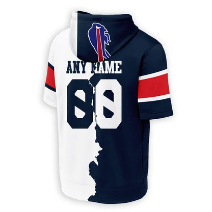 LIMITED EDITION - NEW CUSTOMIZED NFL03 BFB BUFFALO BILLS SHORT SLEEVE HOODIE T-SHIRT
