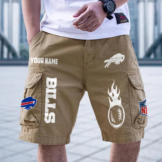 [SPECIAL OFFER] NEW CUSTOMIZED NFL03 BFB BUFFALO BILLS CARGO SHORTS