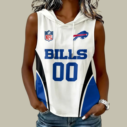 [SPECIAL OFFER] NEW CUSTOMIZED NFL03 BFB BUFFALO BILLS WOMEN'S SLEEVELESS HOODED POCKET TANK TOP