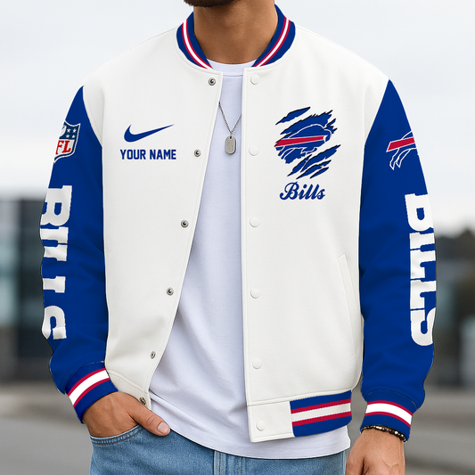 LIMITED EDITION - NEW CUSTOMIZED NFL03 BFB BUFFALO BILLS BASEBALL JACKET
