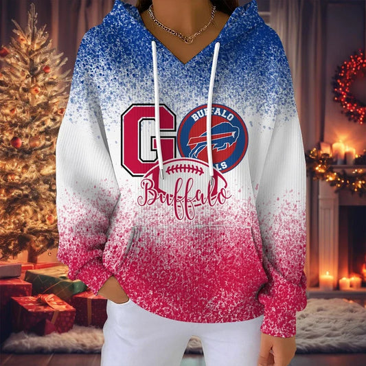 LIMITED EDITION - NEW CUSTOMIZED NFL03 BFB BUFFALO BILLS RIBBED HOODIE & SWEATSHIRT