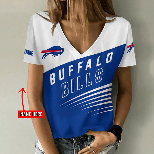[SPECIAL OFFER] NEW CUSTOMIZED NFL03 BFB BUFFALO BILLS V-NECK FEMALE SHIRT