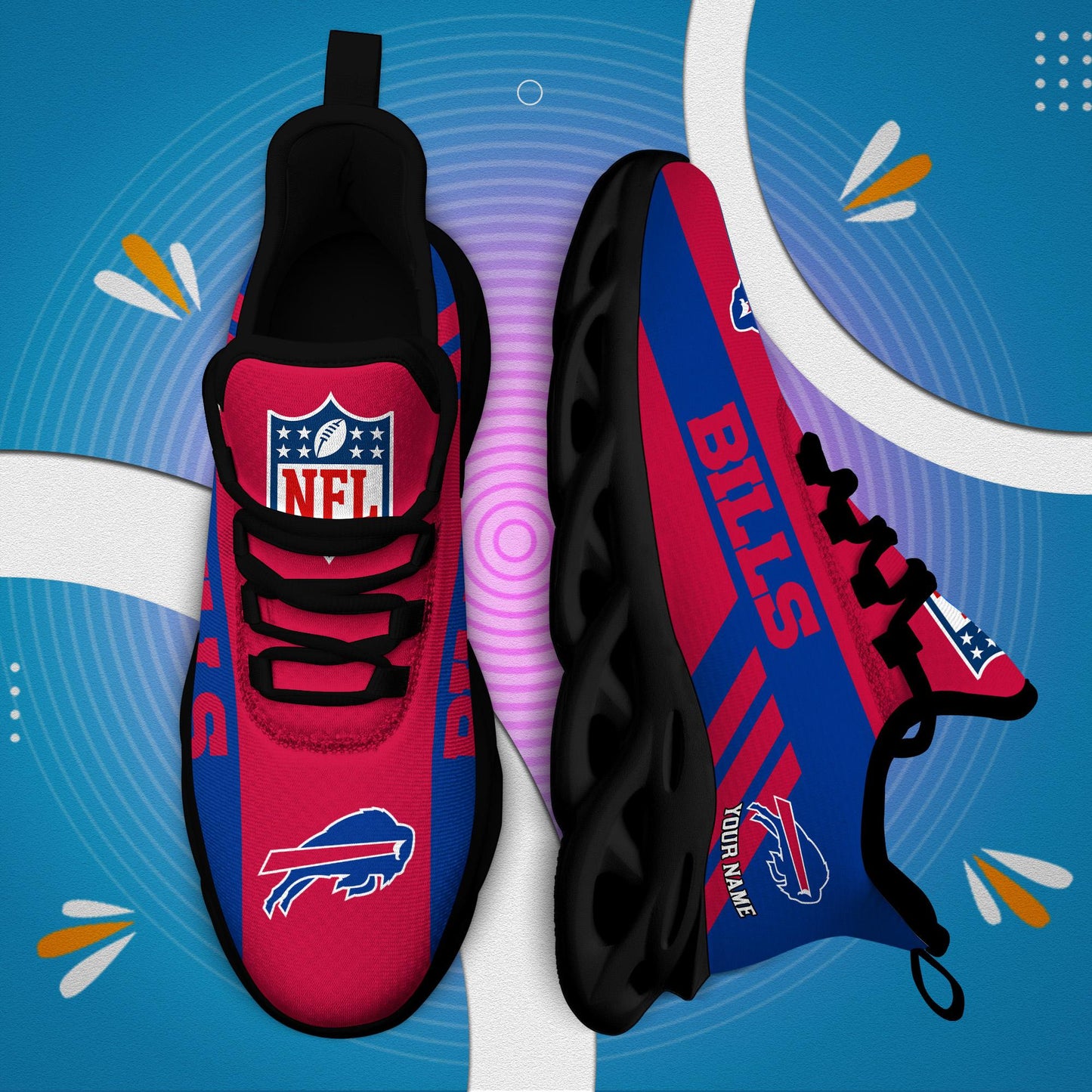 LIMITED EDITION - NEW CUSTOMIZED NFL03 BFB BUFFALO BILLS UNISEX MAX SOUL SHOES