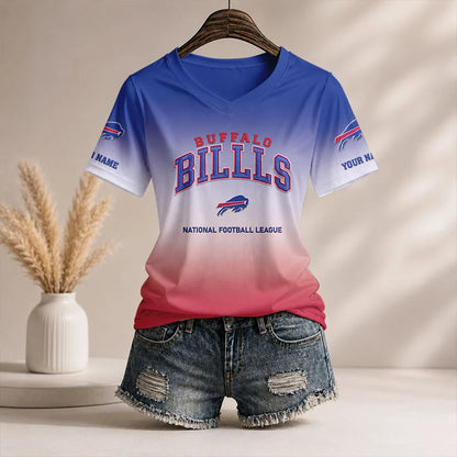 LIMITED EDITION - NEW CUSTOMIZED NFL03 BFB BF BILLS V-NECK FEMALE SHIRT
