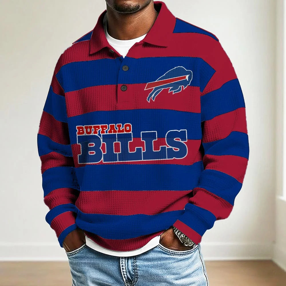 LIMITED EDITION - NEW CUSTOMIZED NFL03 BF BILLS MEN LONG SLEEVE POLO SHIRT