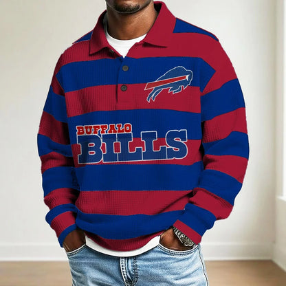 LIMITED EDITION - NEW CUSTOMIZED NFL03 BF BILLS MEN LONG SLEEVE POLO SHIRT