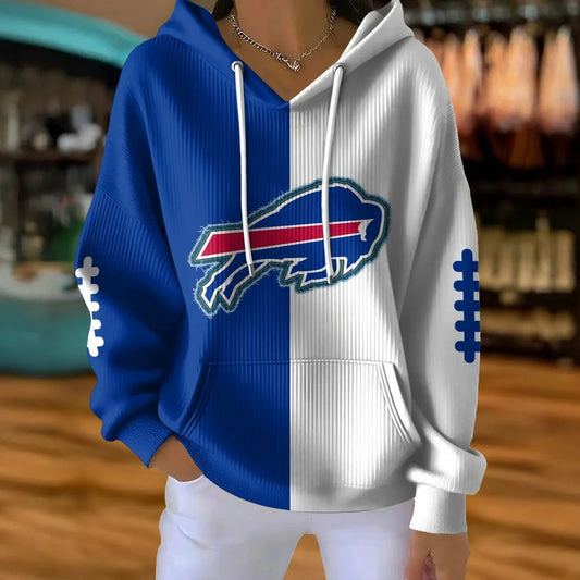 LIMITED EDITION - NEW CUSTOMIZED NFL03 BFB BUFFALO BILLS RIBBED HOODIE & SWEATSHIRT