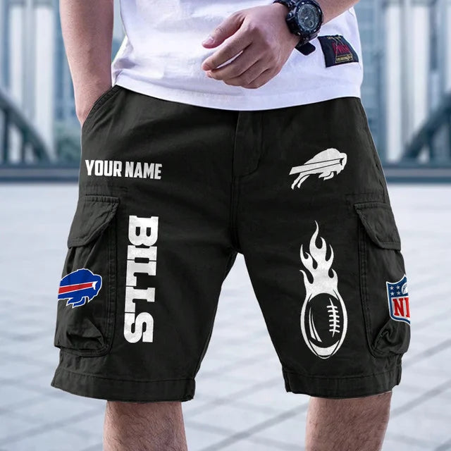 [SPECIAL OFFER] NEW CUSTOMIZED NFL03 BFB BUFFALO BILLS CARGO SHORTS