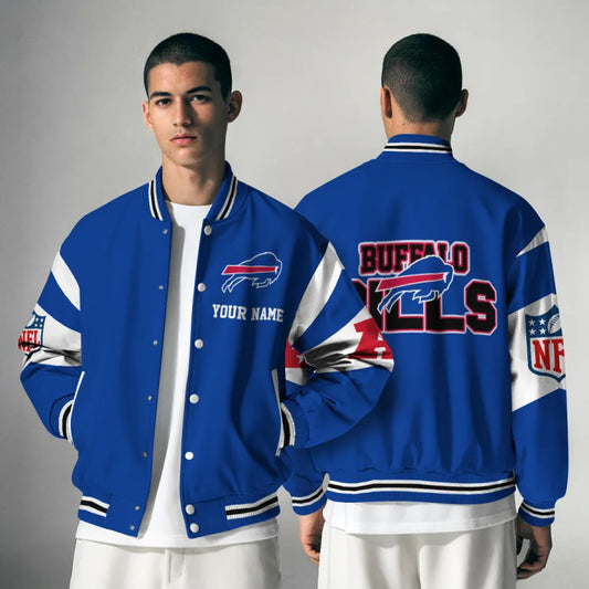 [HOT DEAL] NEW CUSTOMIZED NFL03 BFB BUFFALO BILLS SATIN VARSITY & BASEBALL JACKET