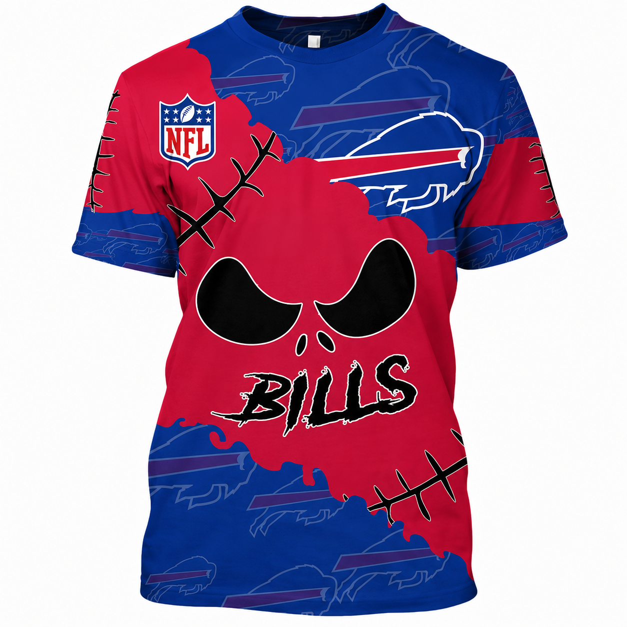 LIMITED EDITION - NEW CUSTOMIZED NFL03 BFB BUFFALO BILLS HALLOWEEN SKULL APPAREL FOR FANS