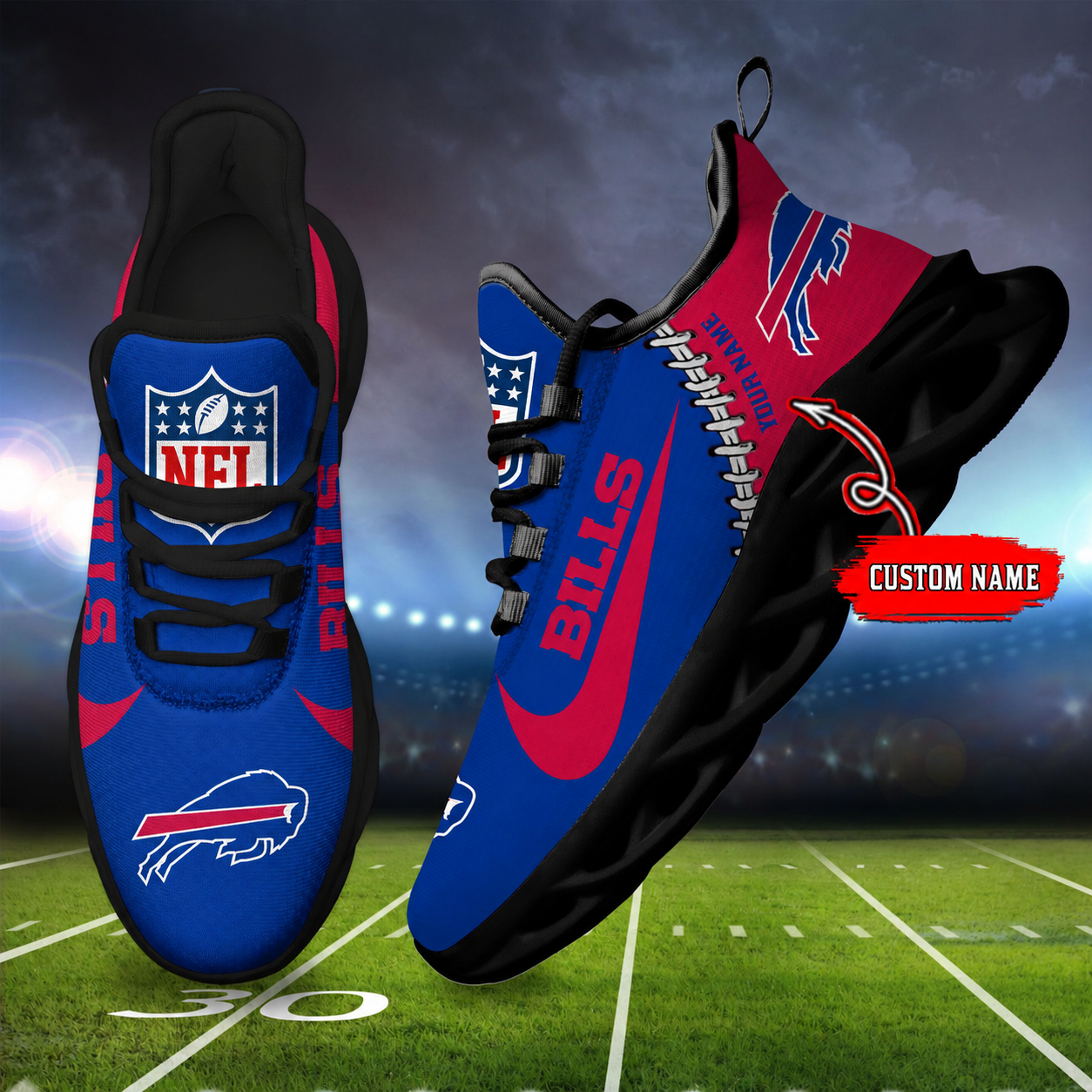 LIMITED EDITION - NEW CUSTOMIZED NFL03 BFB BUFFALO BILLS UNISEX MAX SOUL SHOES