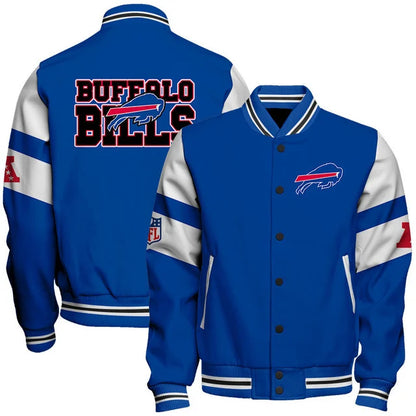 LIMITED EDITION - NEW CUSTOMIZED NFL03 BFB BUFFALO BILLS SATIN VARSITY & BASEBALL JACKET
