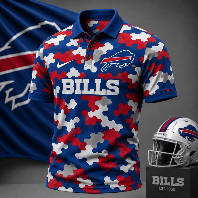[SPECIAL OFFER] NEW CUSTOMIZED NFL03 BFB BUFFALO BILLS CAMO POLO SHIRT