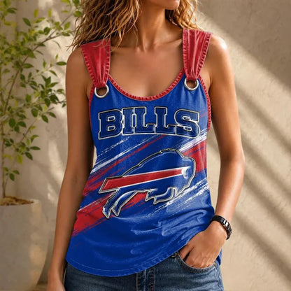 [SPECIAL OFFER] NEW CUSTOMIZED NFL03 BFB BUFFALO BILLS O-RING SHOULDER TANK TOP