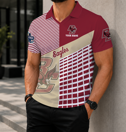 LIMITED EDITION - NEW CUSTOMIZED NCAA MFF03 BOE BOSTON COLLEGE EAGLES POLO SHIRT