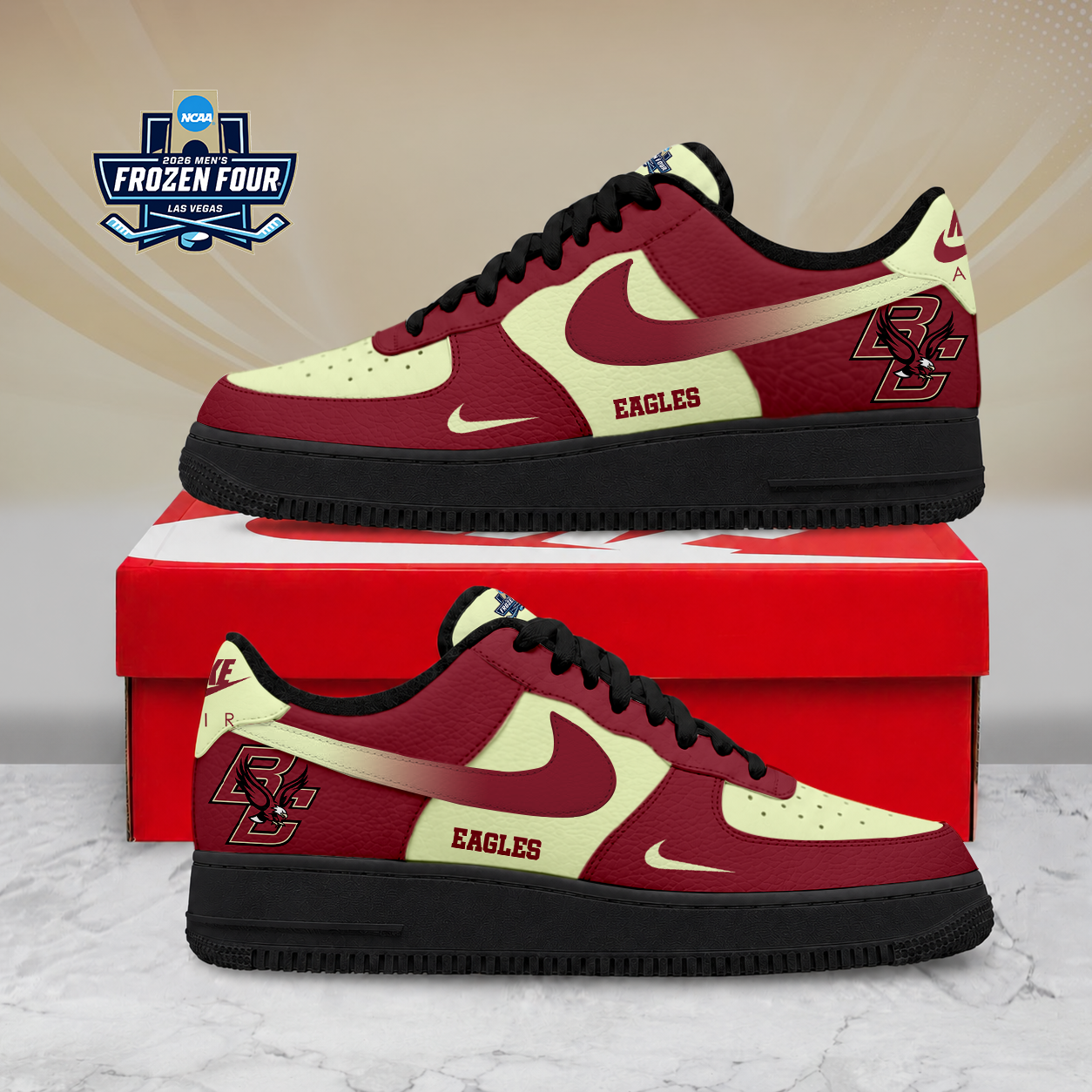 LIMITED EDITION - NEW CUSTOMIZED NCAA MFF03 BOE BOSTON COLLEGE EAGLES AF1 SHOES