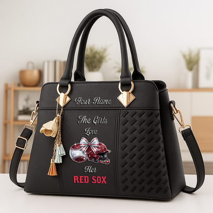 LIMITED EDITION - NEW CUSTOMIZED MLB03 BRS BOSTON RED SOX ZIP HANDBAG MULTICOLOR
