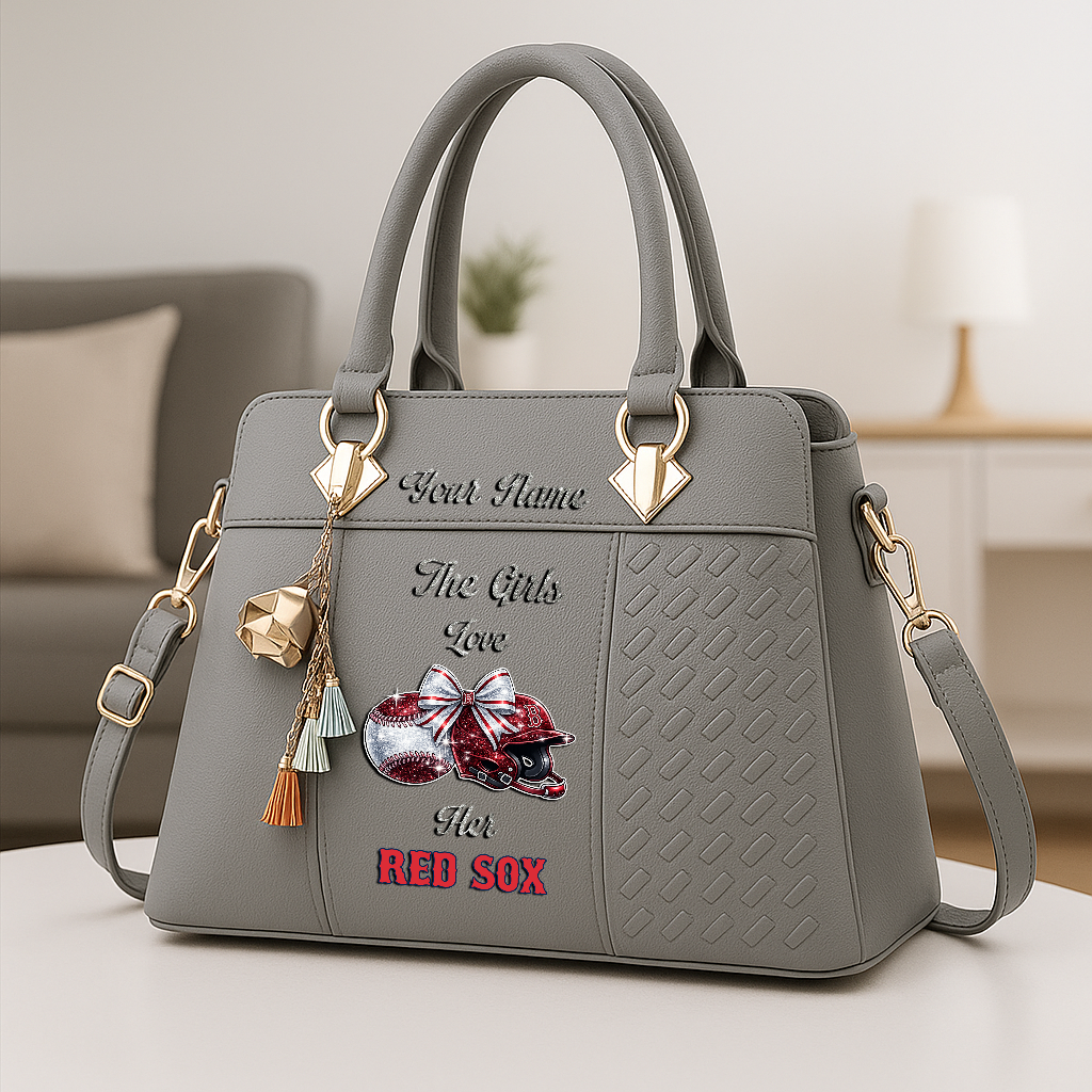 LIMITED EDITION - NEW CUSTOMIZED MLB03 BRS BOSTON RED SOX ZIP HANDBAG MULTICOLOR