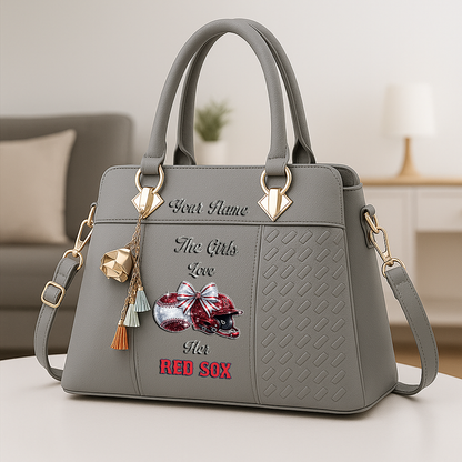 LIMITED EDITION - NEW CUSTOMIZED MLB03 BRS BOSTON RED SOX ZIP HANDBAG MULTICOLOR