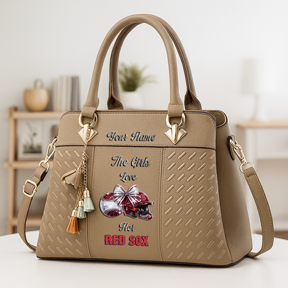 LIMITED EDITION - NEW CUSTOMIZED MLB03 BRS BOSTON RED SOX ZIP HANDBAG MULTICOLOR