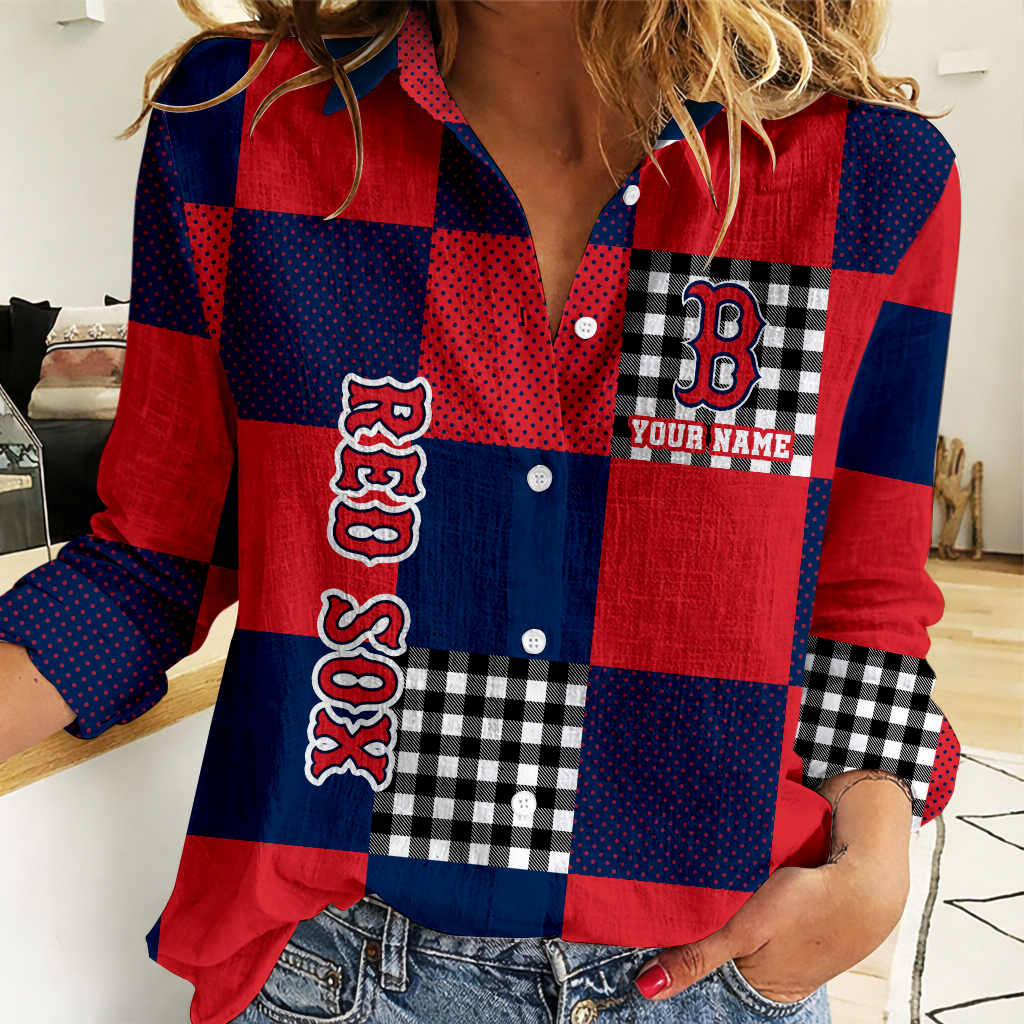 LIMITED EDITION - NEW CUSTOMIZED MLB03 BRS BOSTON RED SOX WOMEN CASUAL SHIRT FOR FAN