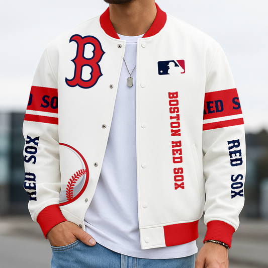 LIMITED EDITION - NEW CUSTOMIZED MLB03 BRS BOSTON RED SOX BASEBALL JACKET, SATIN VARSITY JACKET