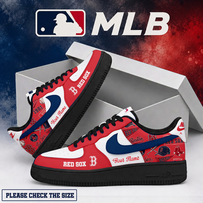 LIMITED EDITION - NEW CUSTOMIZED MLB03 BRS BOSTON RED SOX AF1 SHOES